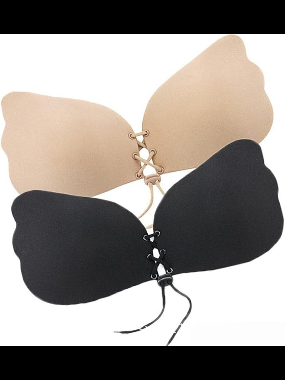 Adhesive Strapless Sticky Bra - Black & Nude
